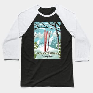 Crans-Montana Switzerland ski poster Baseball T-Shirt